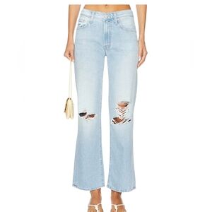 Mother Superior Mid Rise Rambler Zip Flood Distressed Ripped Off Jeans Size 25